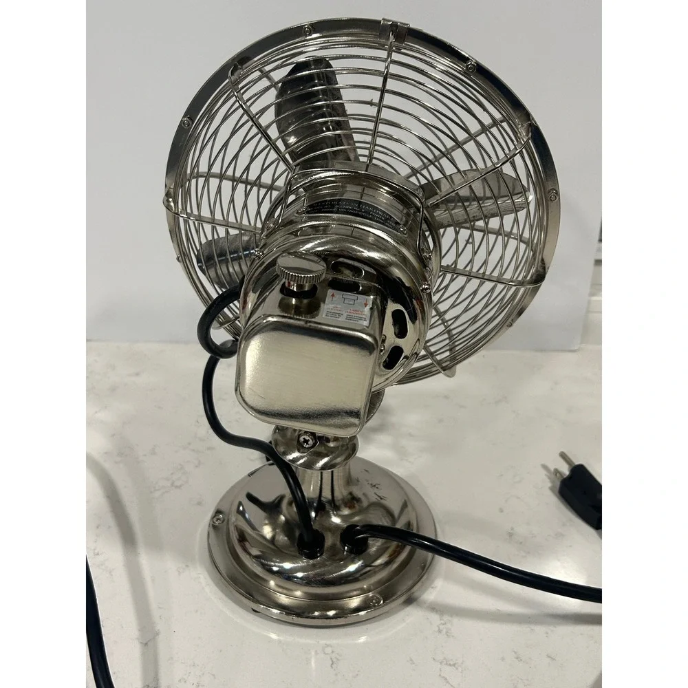 Restoration Hardware Allaire No 8 Oscillating Desk Fan Polished Nickel 200mm